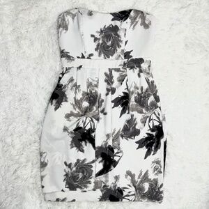 Le Chateau Mini Floral Black and White Dress